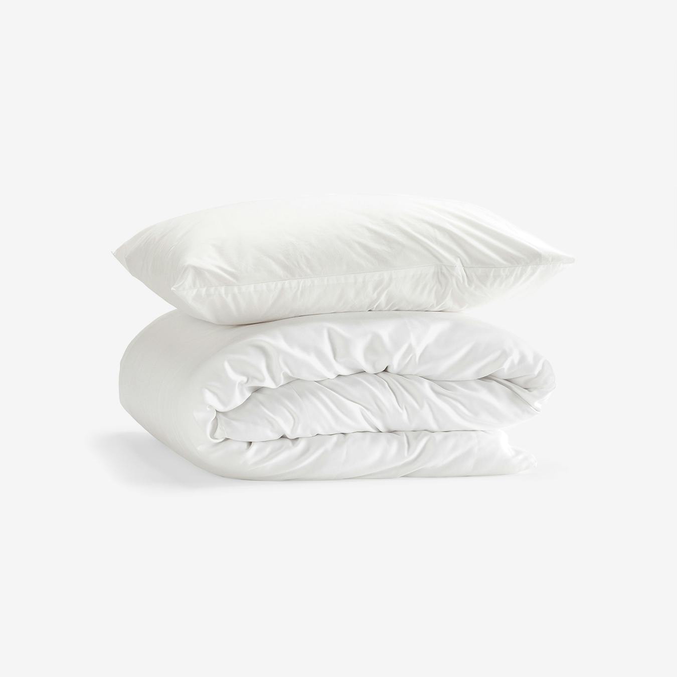 Double Percale Duvet Set (Duvet Cover + Percale Pillow Case White by